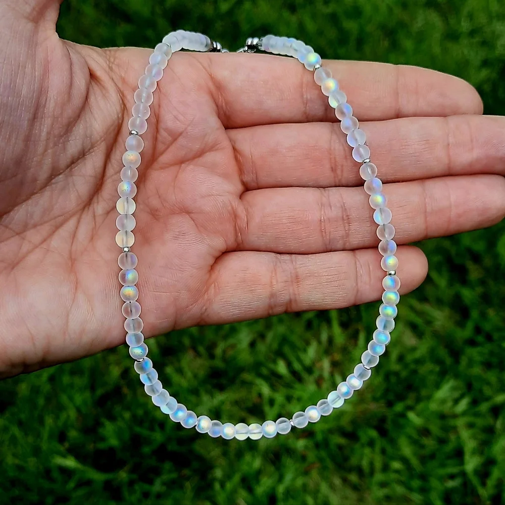 Aura Rainbow 🌈 Mermaid Glass Choker Necklace - Picture 4 of 4